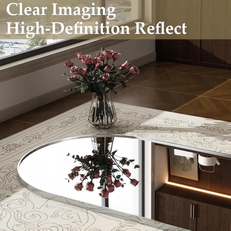 SEETHRUGLIMMER 71.3"x 26" Arched Full Length Mirror Floor Mirror with Stand Wall Mounted, Silver
