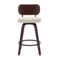 thumbnail image 5 of Tcbosik 2 Pack Upholstered Swivel Barstools, Faux Leather Counter Height Bar Stool with Wood Legs for Kitchen Island, Dining Room, Walnut & Beige, 5 of 10
