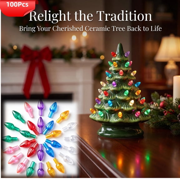 100 Count Christmas Tree Replacement Bulbs Light, Colorful