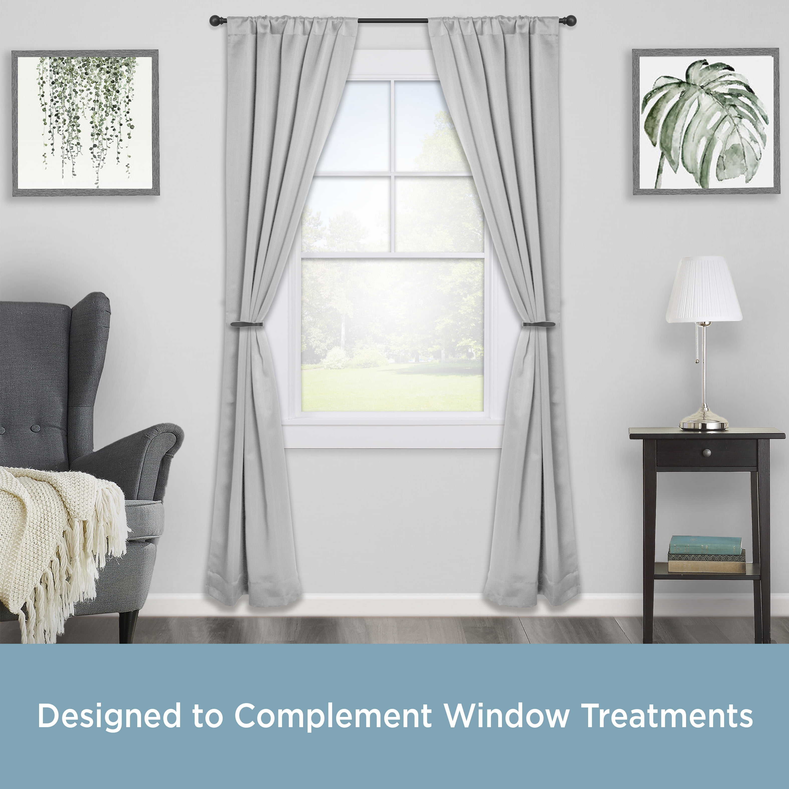 Kenney Modern Decorative Holdback Set for Curtains and Drapes, Dark Brown, Set of 2
