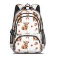 thumbnail image 2 of Highland Cow and Flower Print Backpack for School, Cute School Bag with Adjustable Shoulder Straps and Padded Back, 16.9"x12.6"x5.9", 2 of 4