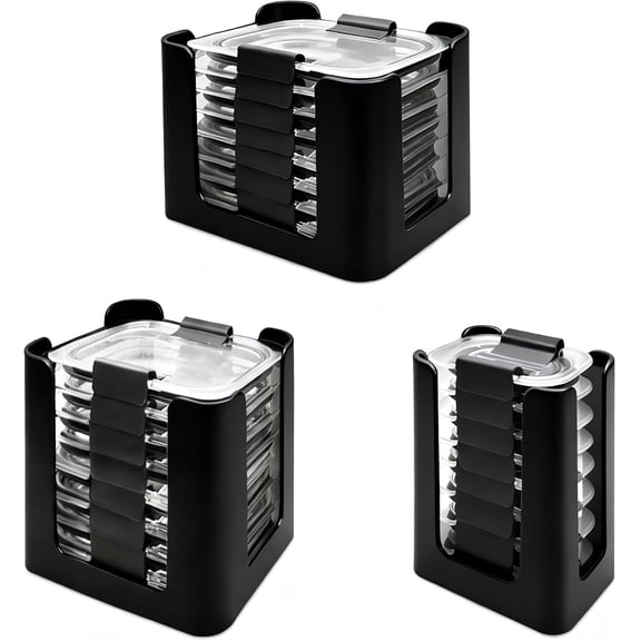 Lid Organizer for Kitchen Cabinet – Stackable Food Container Lid Holder, Fits Small to Medium Snap-On Lids, Multi-Piece Set for Storage