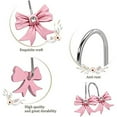thumbnail image 5 of Kaireo 12Pcs Decorative Shower Curtain Hooks Bow Knot Resin Curtain Hooks Shower Rings for Bathroom Baby Room Nursery Art Decors,Pink Bow Shower Curtain Hook (12Pcs)Pink, 5 of 8