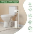 thumbnail image 4 of Free Standing Toilet Paper Holder with Wood Base, White, 4 of 8