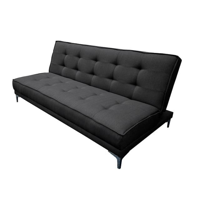 Sofa Cama Reclinable Zeus Lino Gris Oxford Futon Matrimonial 3 Posiciones EL BAZAR STORE Moderno Abotonado