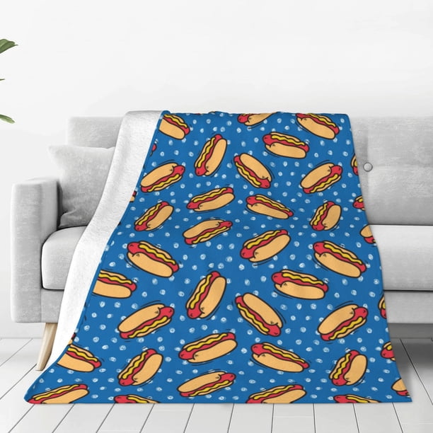 Fotbe Hot Dog 1 Manta de Franela Acolchonada con Estampado, Súper Suave y Esponjosa, Extra Grande para Sofá, Cama, Uso Todo el Año-50"x40"