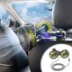thumbnail image 1 of Ventilador de coche de doble cabeza alimentado por USB con luz ajustable - Soporte flexible para la manguera para refrigeración multiángulo en el salpicadero o la consola, 1 of 9