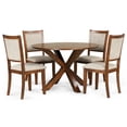 thumbnail image 4 of Soges 47" Round Dining Table Solid Wood Dining Table Textured Designs for Kitchen Dining Room, Rustic Brown, 4 of 9