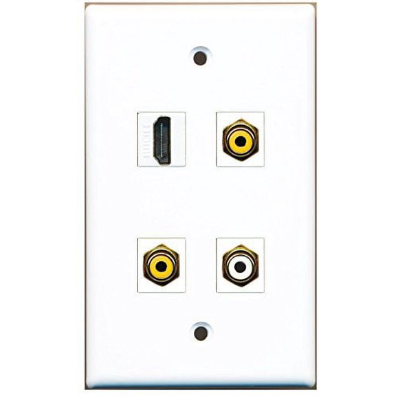 RiteAV - 1 Port HDMI 1 Port RCA White 2 Port RCA Yellow Wall Plate