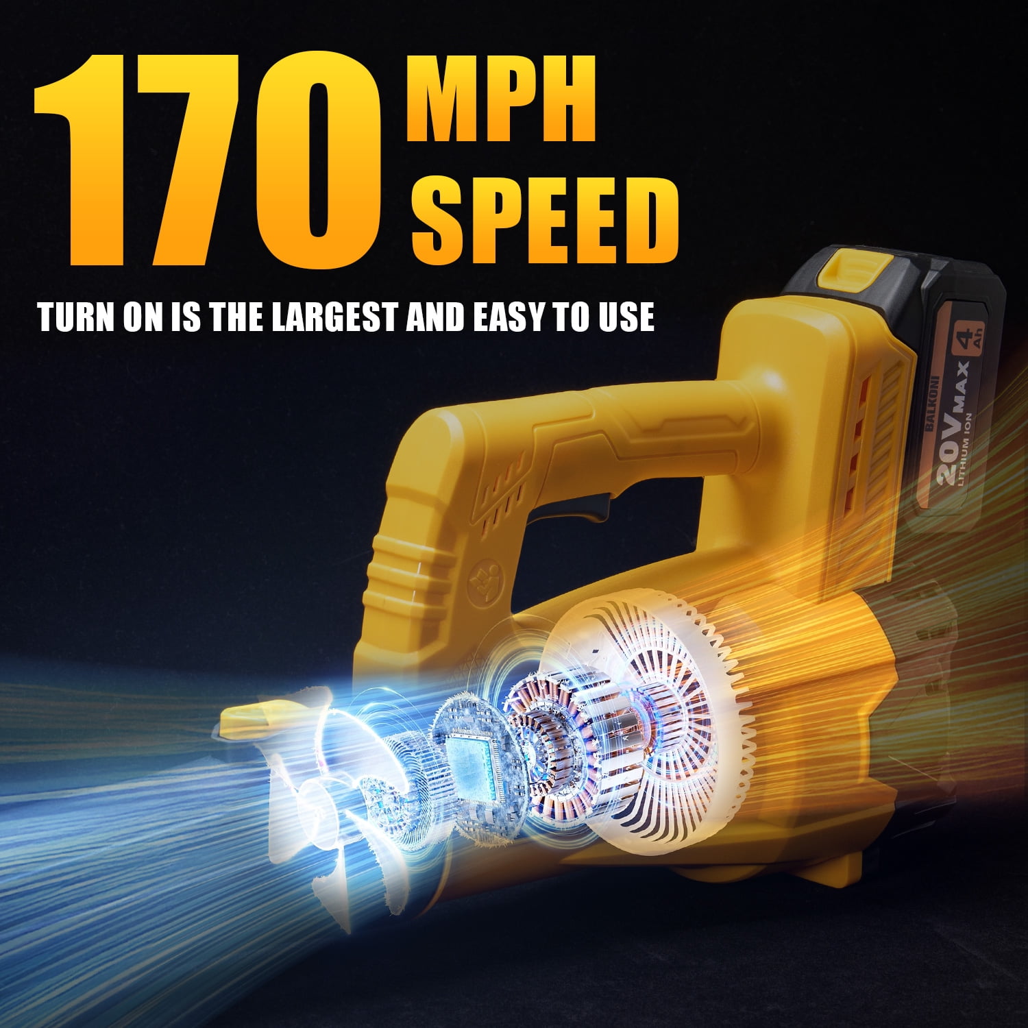 Cordless Leaf Blower Battery Powered Handheld, 170 MPH Electric Leaf Blower Includes 20V MAX TWO*4.0AH Battery & Fast Charger, Lightweight Lawn Blower High Speed Lawn Blower For Garden Yard Cleanup