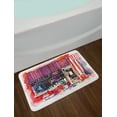 thumbnail image 2 of Colorful Bath Mat, Vintage Watercolor Illustrated Scenic Street Cafe House Exterior Composition, Plush Bathroom Decor Mat with Non Slip Backing, 29.5" X 17.5", Multicolor, by Ambesonne, 2 of 2
