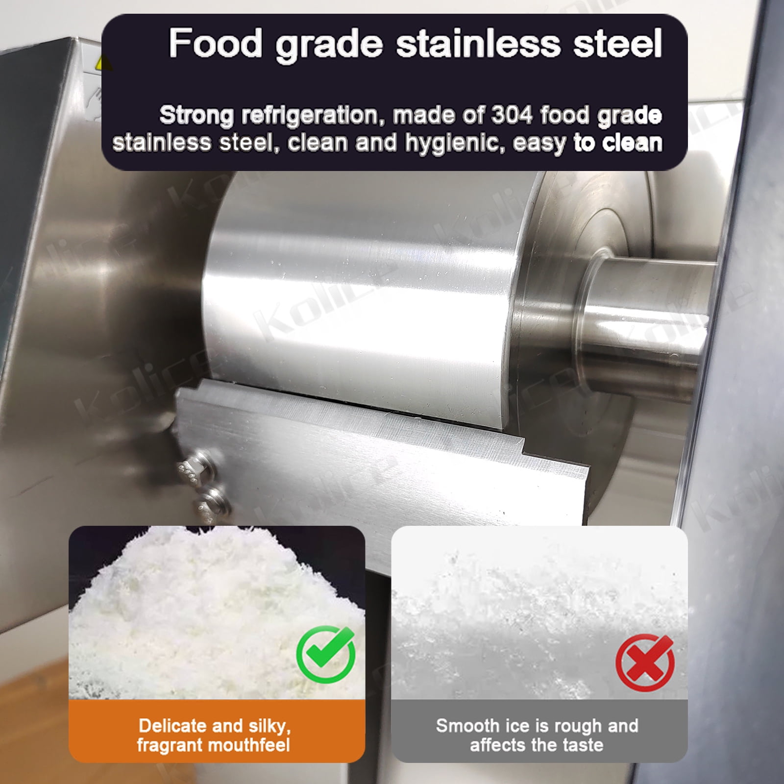 Kolice Commercial Automatic Shaved Ice Machine,Snowflake Ice Maker, Ice Crusher Shaver -185kgs/Day, Water Cooling,Refrigerated by Compressor
