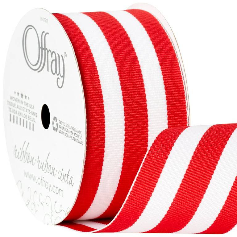 Offray Red & White Monostripe Grosgrain Ribbon - Each