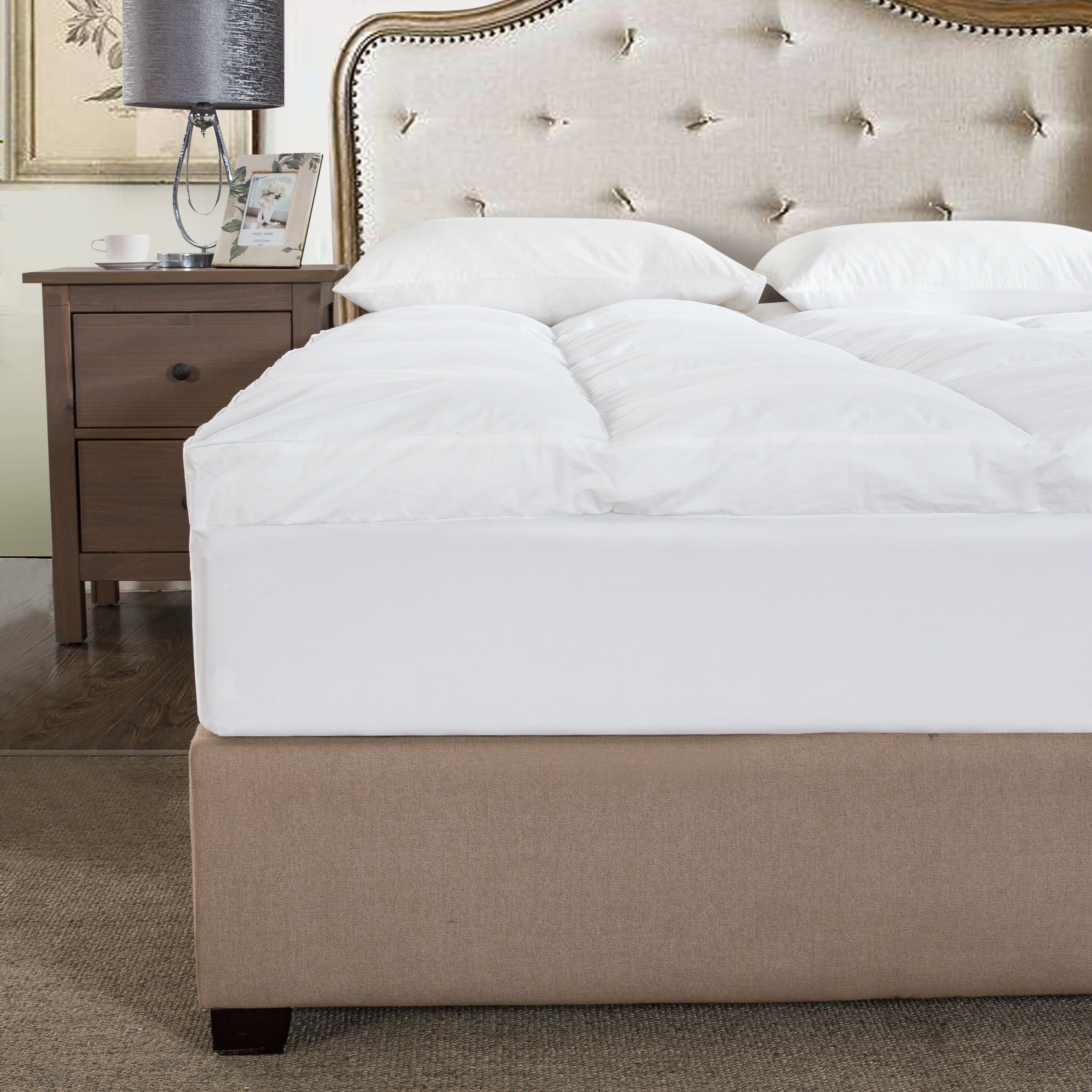St. James Home Dual Chamber Down Alternative and Nano Feather Mattress Topper - White Queen