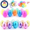 Totem World 18 Pearl and 18 Metallic Color Plastic Easter Egg Hunt Party Supply Pack - 3" Fillable Plastic Egg Toy Supplies - Set of 36