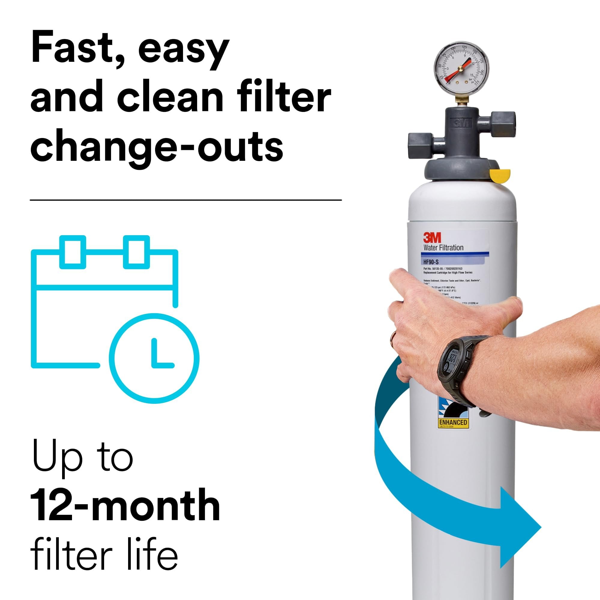 3m Filtration Water Filter System,0.2 micron,23 5/8" H 5616403