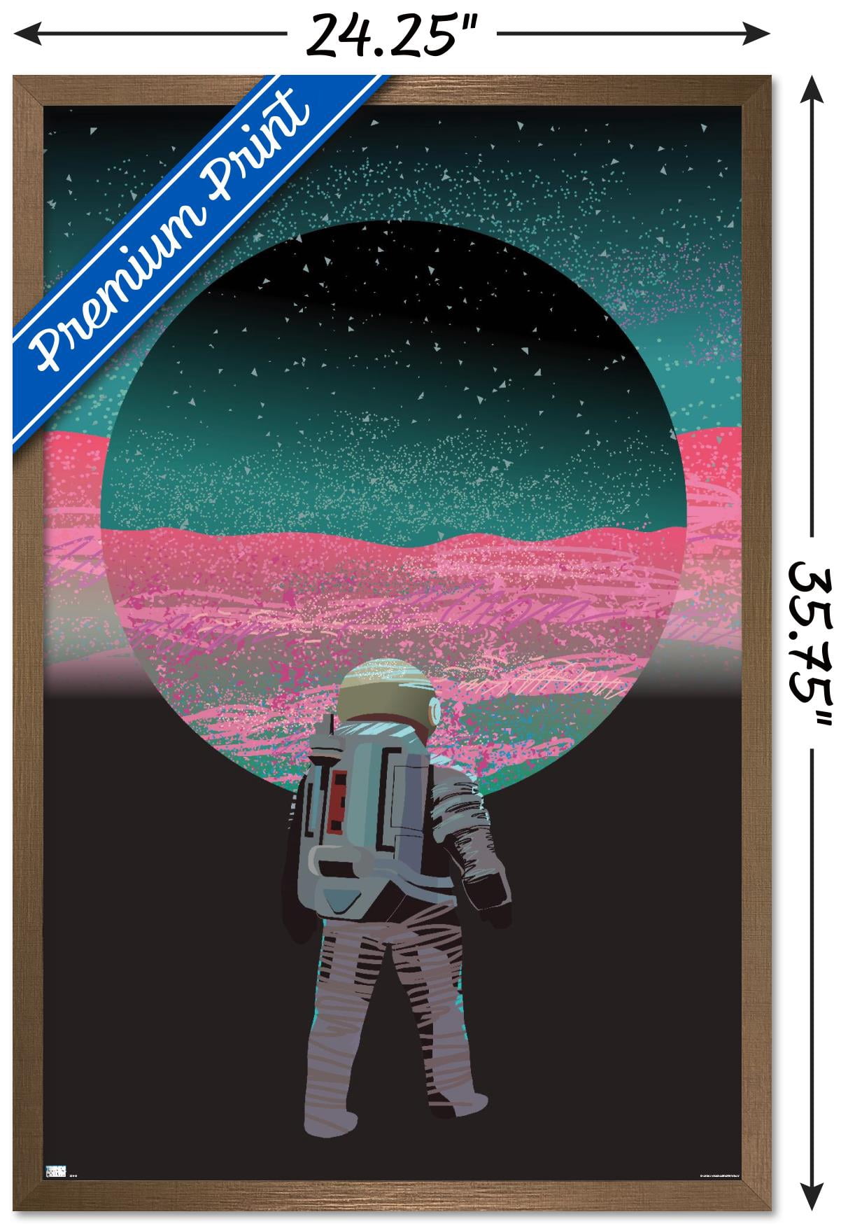 Abstract Astronaut Wall Poster, 22.375" x 34" Framed