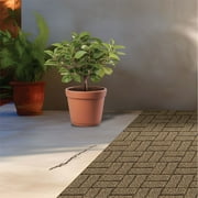 GroundSmart 16 x 16 x 3/4 Tan + Black Dual-Sided Rubber Garden Patio Paver, 9 Pack