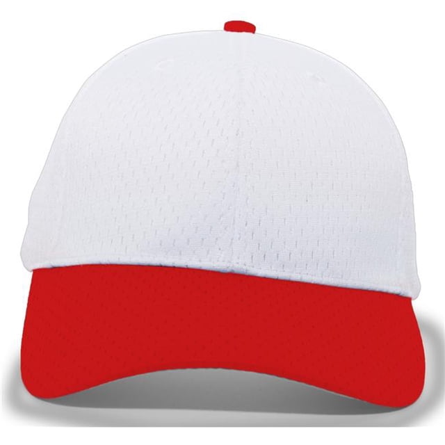Pacific Headwear 805M.225.OS Coolport Mesh Hook & Loop Adjustable Cap, White & Red - One Size
