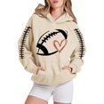 thumbnail image 3 of VBARHMQRT Chandails d'Automne pour Femmes Chandail Décontracté pour Femmes Chandails à Capuche Tendance Imprimé Graphique Cordon de Serrage chandail à Capuche Confortable Hauts d'Automne Ample à Manches Longues avec Poche, 3 of 4