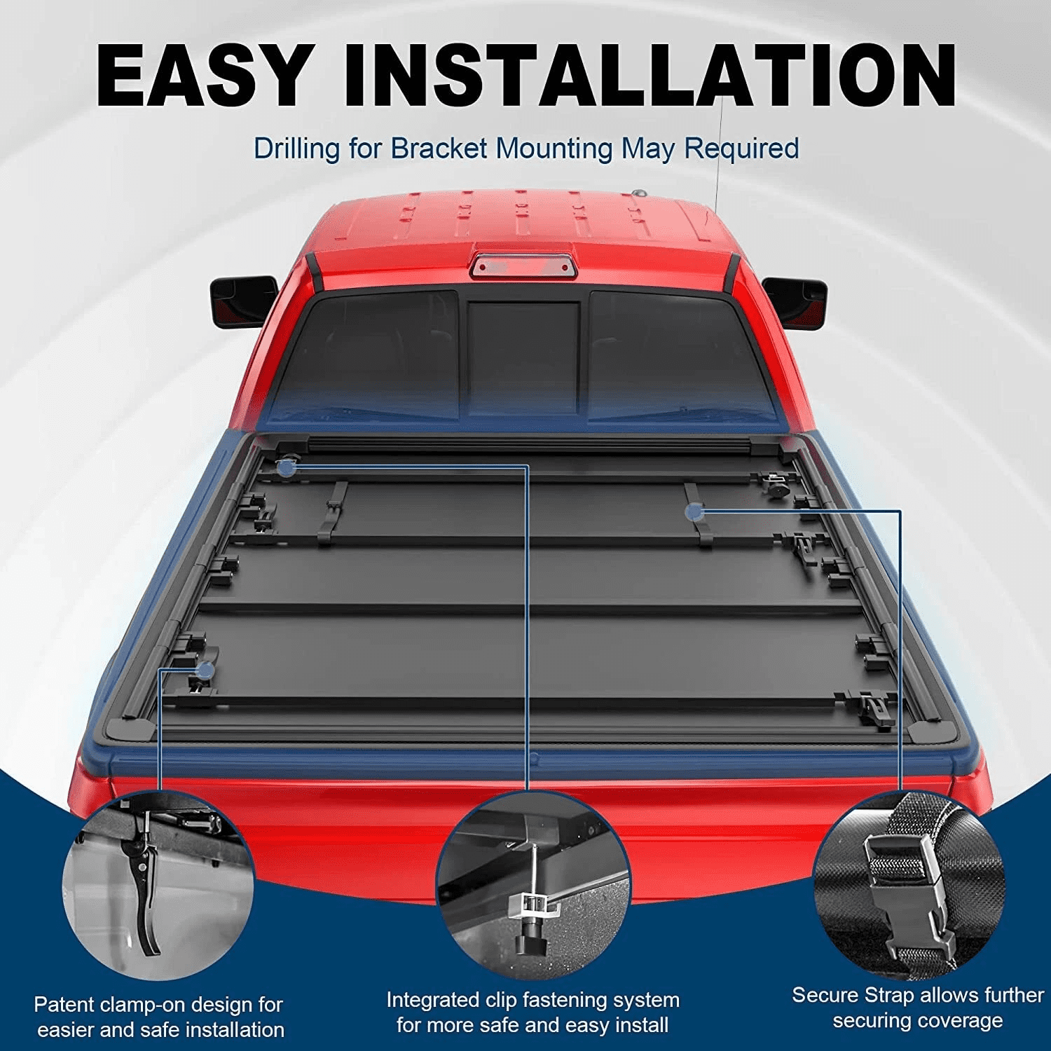 MOSTPLUS 4-Fold 5.5FT Quad Fold Soft Tonneau Cover for 2015-2026 Ford F150 F-150 Truck Bed w/LED
