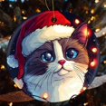 thumbnail image 4 of Christmas Ceramic Ornament Christmas Cat Ornament Keepsake Happy Winter Holiday Christmas Tree Hanging Accessories Merry Xmas for Family & Friends, 4 of 5