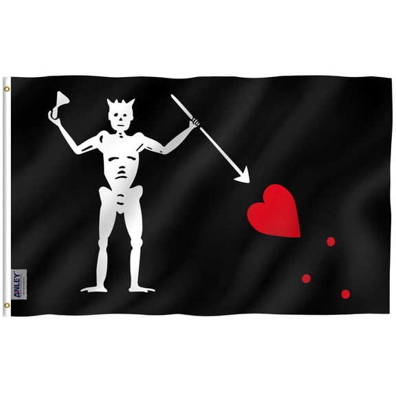 Anley 3x5 Foot Pirate Edward Teach Flag - Jolly Roger Flags Polyester with Brass Grommets