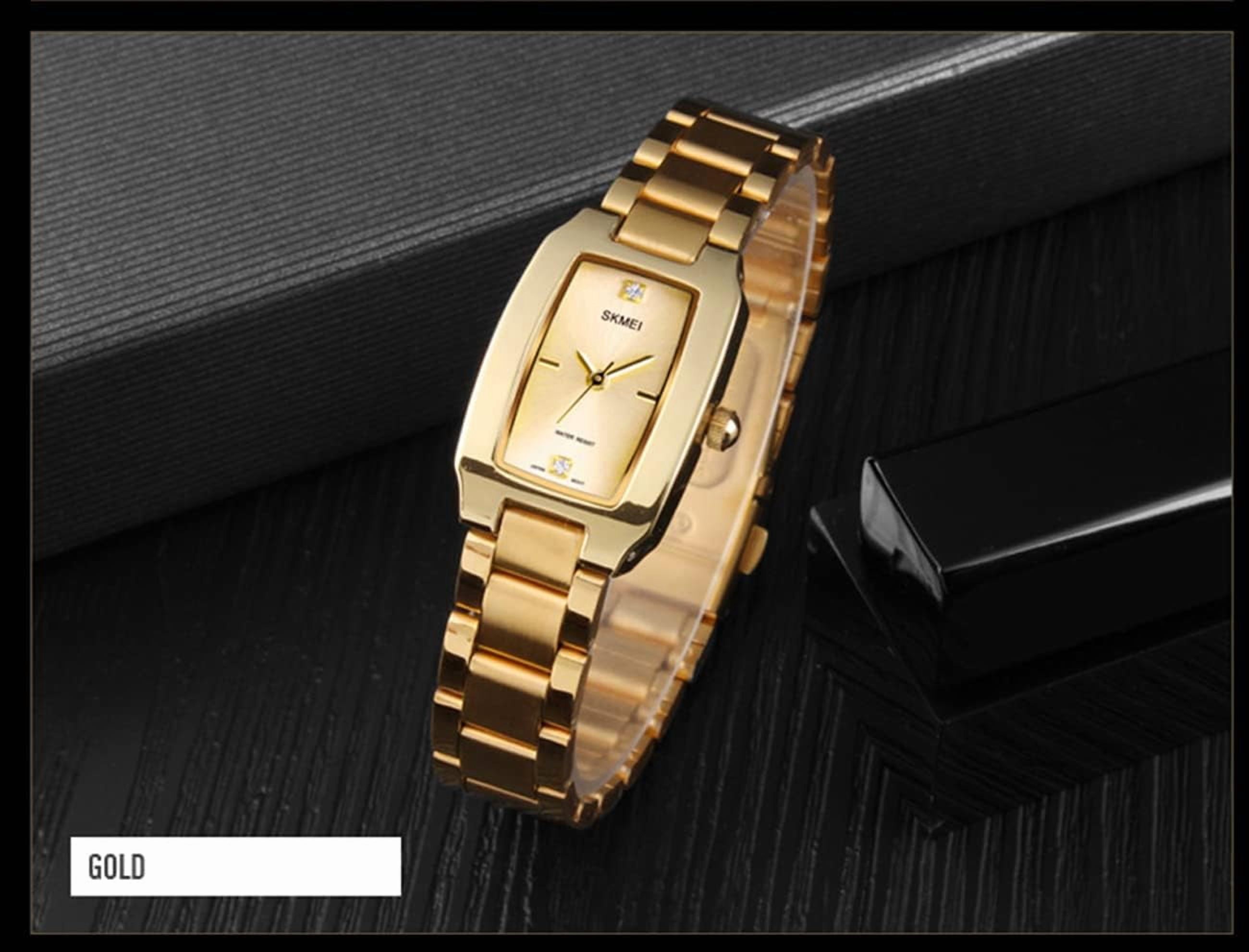 Watches for Women Ladies Female Diamond Square Stainless Luxury Fashion Small Slim Analog Quartz Waterproof Dress Casual Simple Wife Gifts Wrist Watch