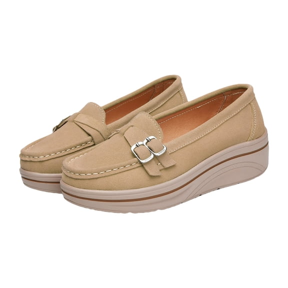 NOKIO Fashion Women's High Heeled Casual Shoes Slip On Shoes Comfortable Casual Shoes Loafers Womens Slip on Loafers Comfortable Thick Soft Platform Sneakers Arch Support Casual Platform Shoes