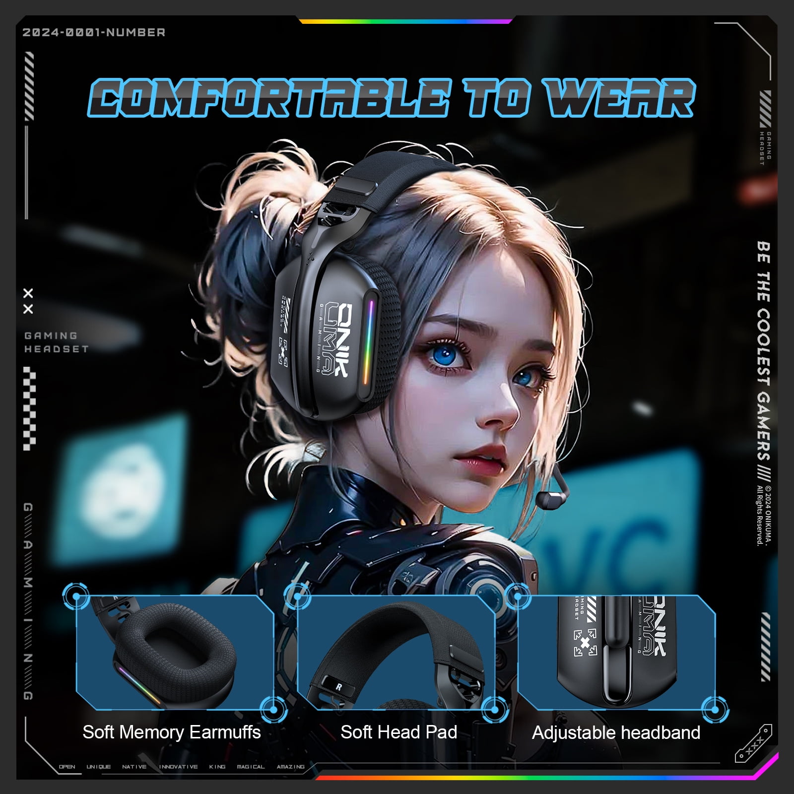 GT808 Wireless Gaming Headset Active Noise Cancellation Overhead Bluetooth Earphones 2.4G With Microphone For Computer And Mobile Device