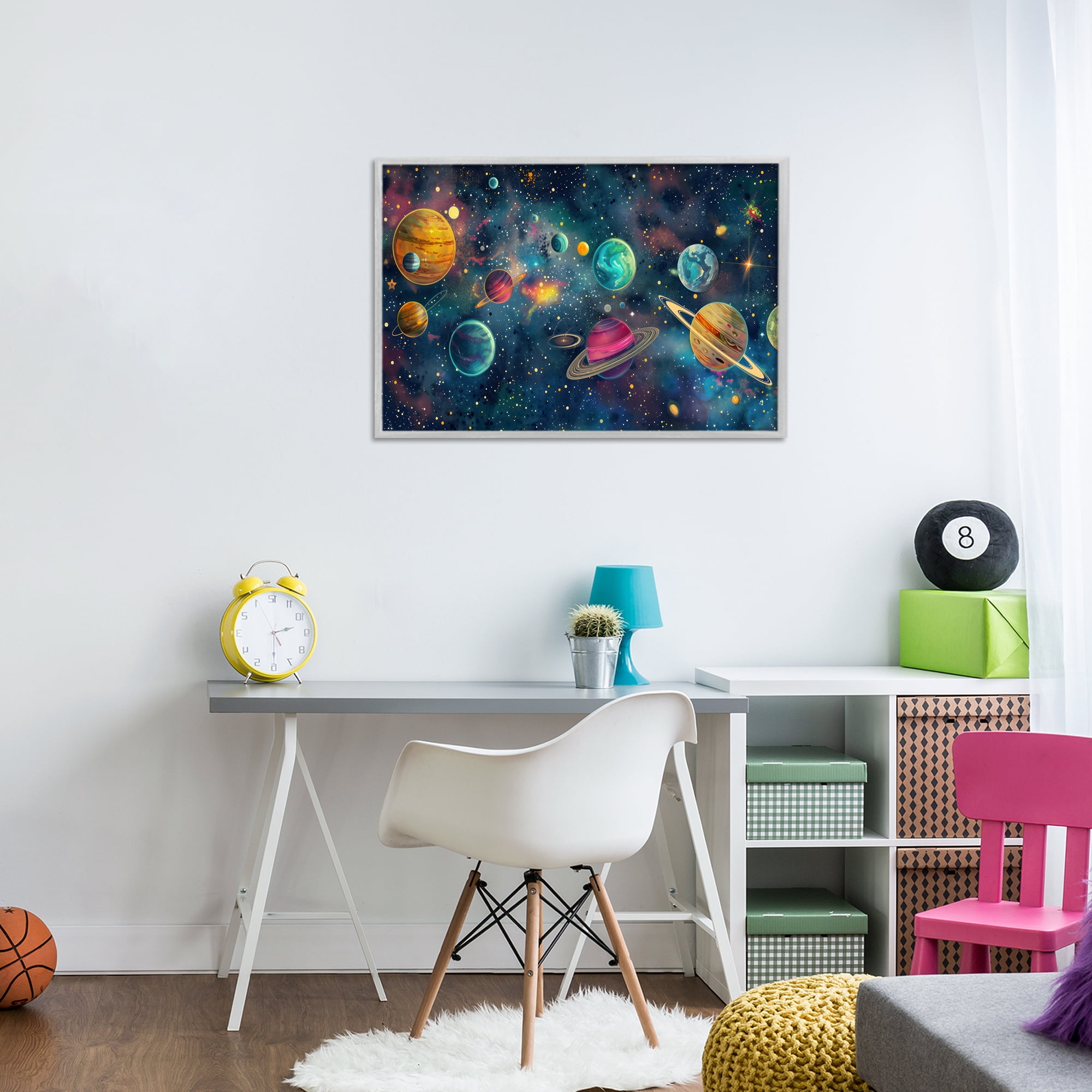 Stupell Industries Celestial Planetary Parade Gray Framed Giclee Art, design by Creative Studio