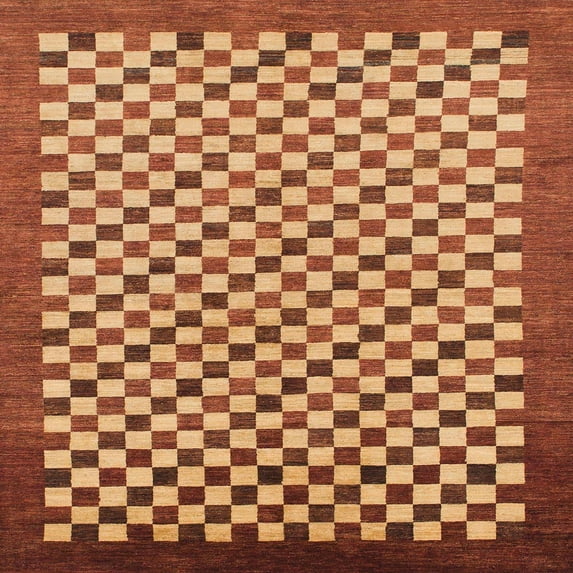 Ahgly Company Machine Washable Indoor Square Abstract Orange Area Rugs, 4' Square