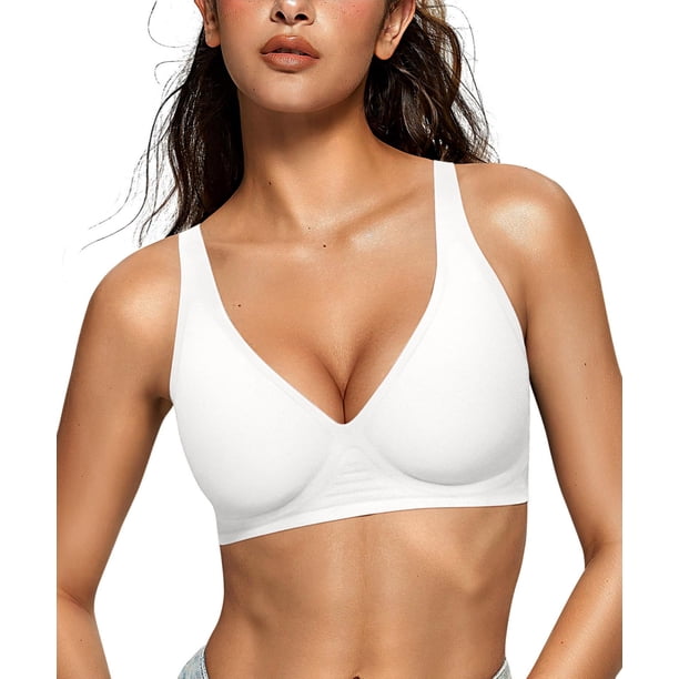 Sujetador Bra OEAK Deep V inalámbrico cómodo para mujer, para flexiones, XXL