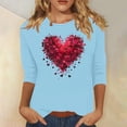 thumbnail image 1 of Jienlioq Chandail en Molleton de la Saint-Valentin pour Femmes Imprimé Décontracté Col Rond Manches 3/4 Bleu Ciel TG, 1 of 4