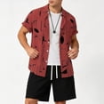 thumbnail image 5 of 80s 90s Outfit Hawaiian Shirt for Men Short Sleeve Button Down Shirts Printed Funny Party Outfit Sizes S-2XL Red, 5 of 6