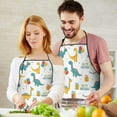 thumbnail image 5 of White Cartoon Dinosaurs Birthday Pattern Apron-Garden Aprons for Women with Pockets-Cotton Linen Waterproof Kitchen Cooking Gardening Aprons Adjustable for Kitchen,Cooking,BBQ and Salon 33x27 Inch, 5 of 7