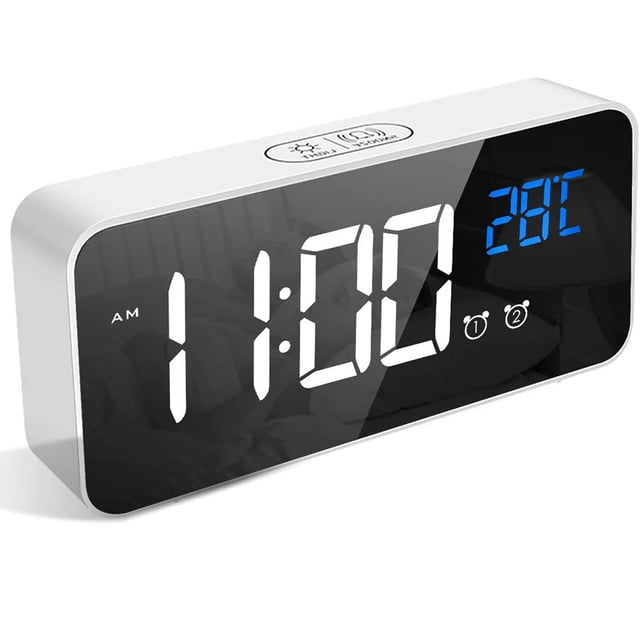 EGNMCR Alarm Clock Wall Clock Digital Alarm Clock, LED Alarm Clock with Snooze Function, USB Port Charging Digital Alarm Clock