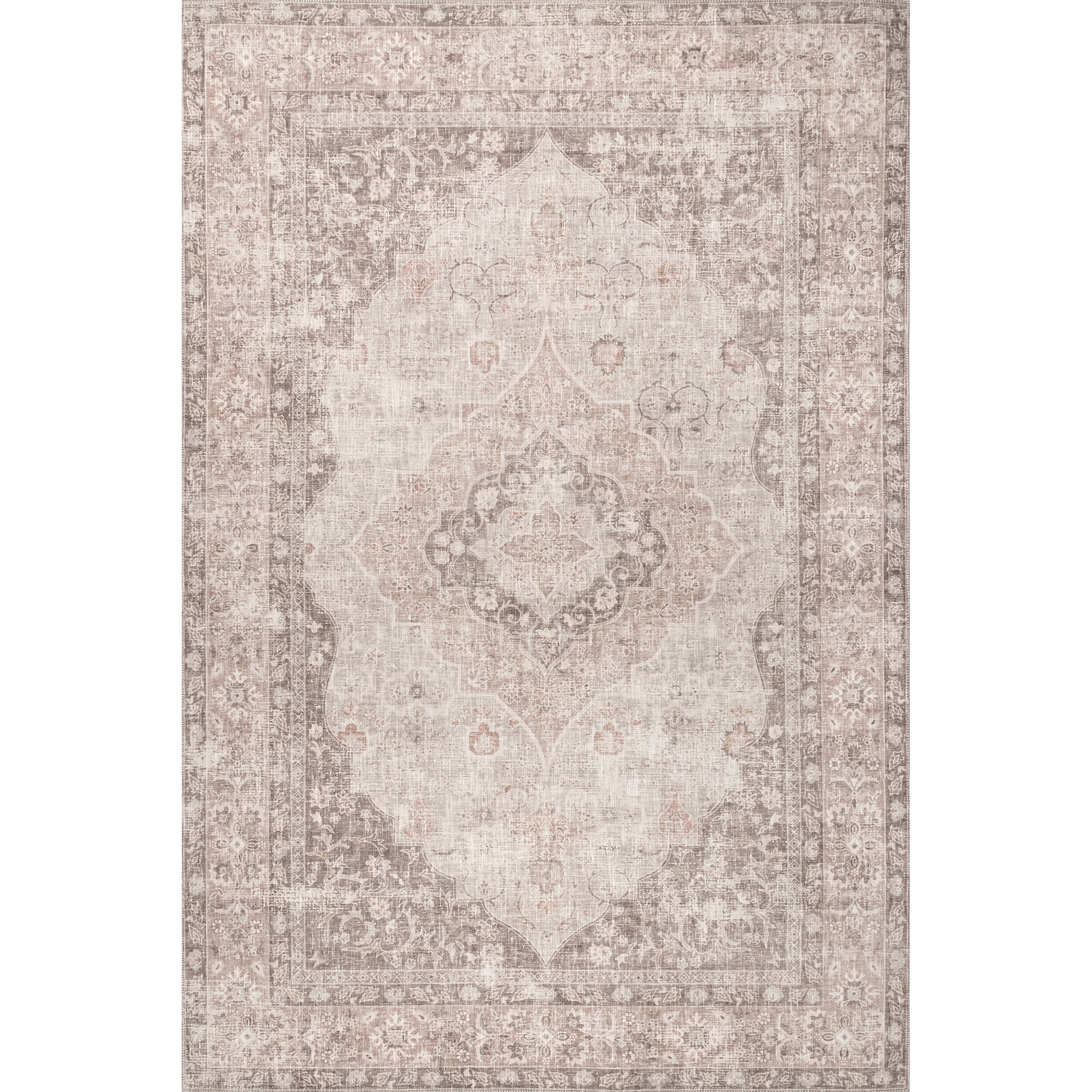 nuLOOM Elsa Floral Blossom Machine Washable Area Rug, 8' x 10', Taupe