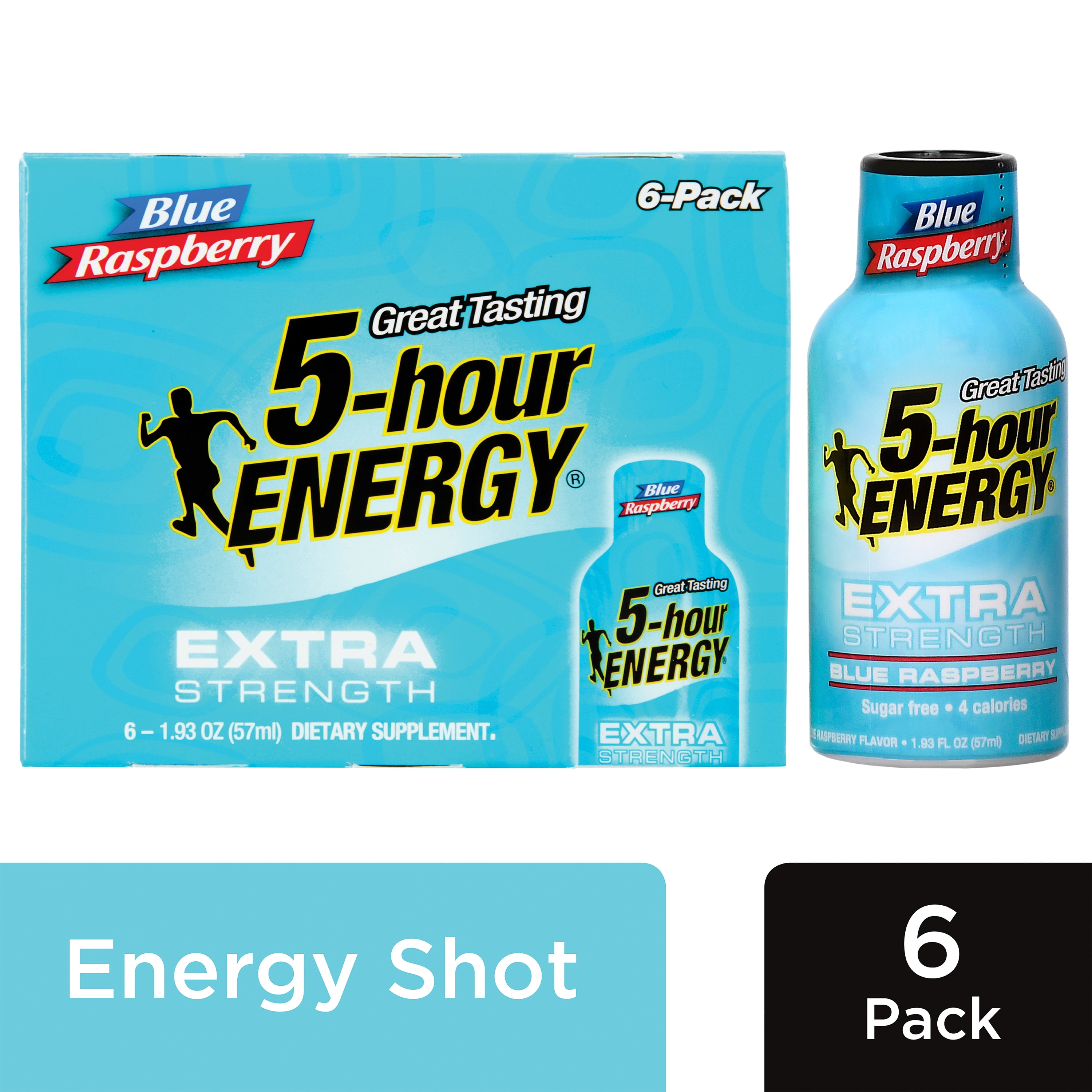 5Hour Energy Low Calorie Extra Strength Energy Shot, Blue Raspberry, 6