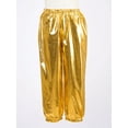thumbnail image 2 of dPois Kids Girls Shiny Metallic Harem Pants Modern Jazz Hip Hop Street Dance Trousers Gym Athletic Gold 130, 2 of 7