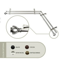 Stein 13/16 inch Corner Window Double Curtain Rod 48-84" - Satin Nickel