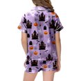 thumbnail image 5 of NIEWTR Girls Pajamas Halloween Cartoon Print Short Sleeve Lapel Cute Top and Shorts Pjs for Kids Breathable Soft Fashion Nightwear Casual Daily Wear, 5 of 5