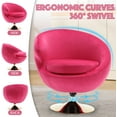 thumbnail image 4 of Modern Swivel Barrel Chair, Velvet Accent Chair Set of 2, 360 Swivel Round Cuddle Chair, Upholstered Armchair for Living Room, Bedroom, Hotel, Studio, Bar, Salon, Hot Pink, 4 of 12