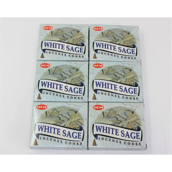 White Sage Incense Cones Bulk Lot Of 6 Packs Of 10 = 60 Cones (Cleansing) Hem