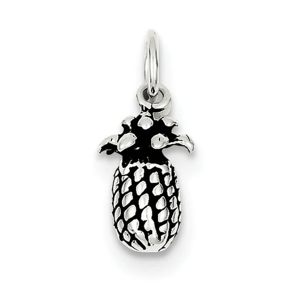 925 Sterling Silver Polished Oxidized Pineapple Charm 21x9mm Wide Pendant Necklace for Women