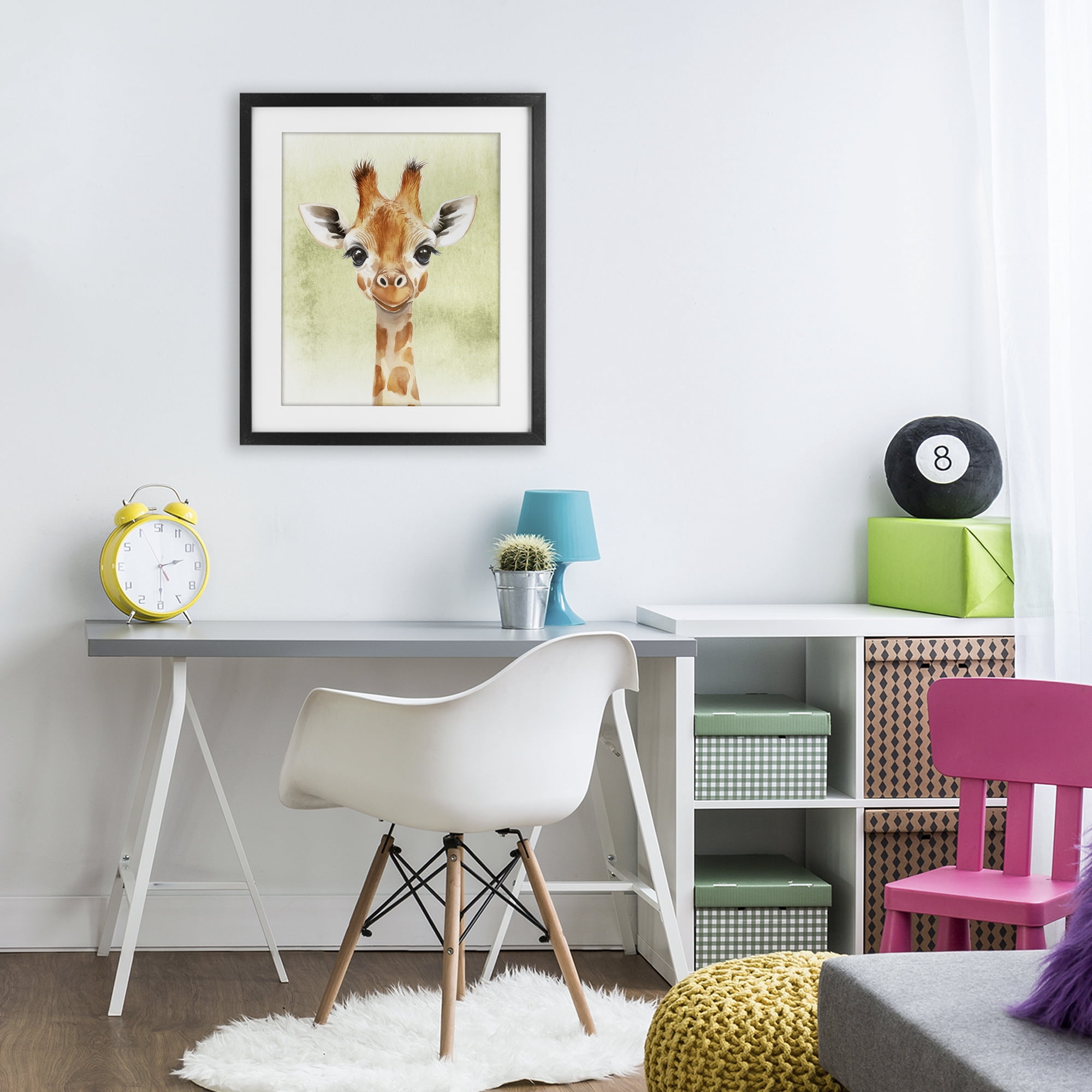Stupell Industries Jungle Friends Baby Giraffe Black Framed Print Under Glass, design by Christine Simpson Art