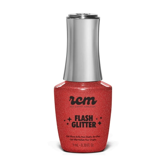 Red Carpet Manicure Fortify & Protect Glitter Gel Polish - Sparkling Photo Flare Effect, Strong, Healthy Nails, Infused with Vitamin A & Biotin Led Nail Gel Color (Disco Cherry, 0.3 Fl Oz)