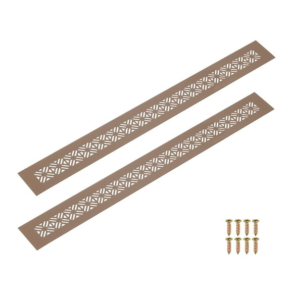 2Pack Aluminum Alloy Air Vents, 500 x 50mm / 19.7 x 2" Rectangle Louvered Ventilation Grille Cover with Mounting Screws for Door Cabinet Wardrobe, Brown