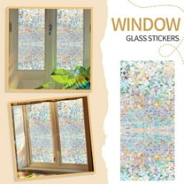 ReTeiv 17.7in/45cm*39.3in/100cm Rainbow Reflective 3D Window Film Decor Privacy Static Clings Glass Sticker