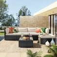thumbnail image 4 of Outdoor Furniture All-Weather Sectional Wicker Sofa Set with Washable Cushions and Coffee Table, 6 Pcs Outdoor PE Rattan All Weather Conversation Set for Patio Deck Garden Poolside Yard, 4 of 8